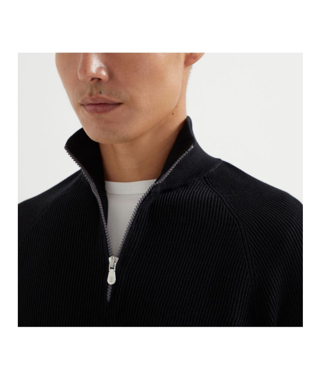 BRUNELLO CUCINELLI Черный хлопковый джемпер / свитер, фото 6