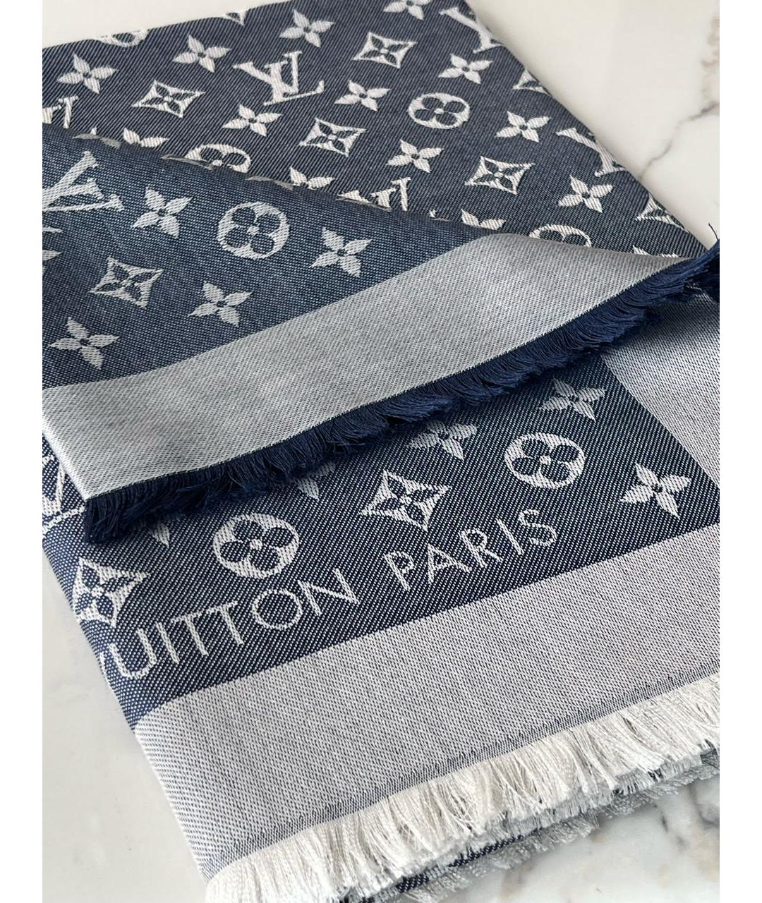 LOUIS VUITTON Синий шелковый платок, фото 3