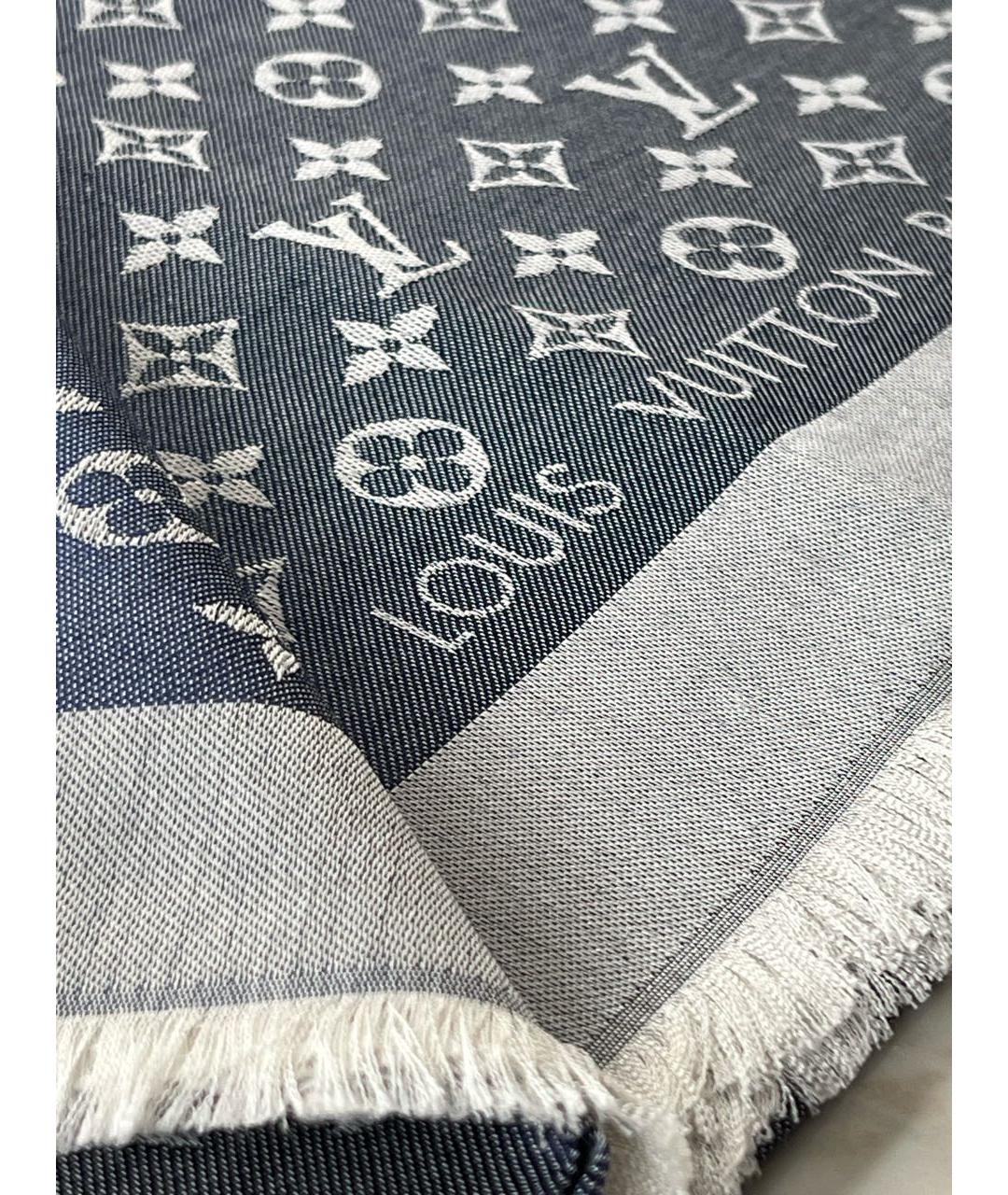 LOUIS VUITTON Синий шелковый платок, фото 7