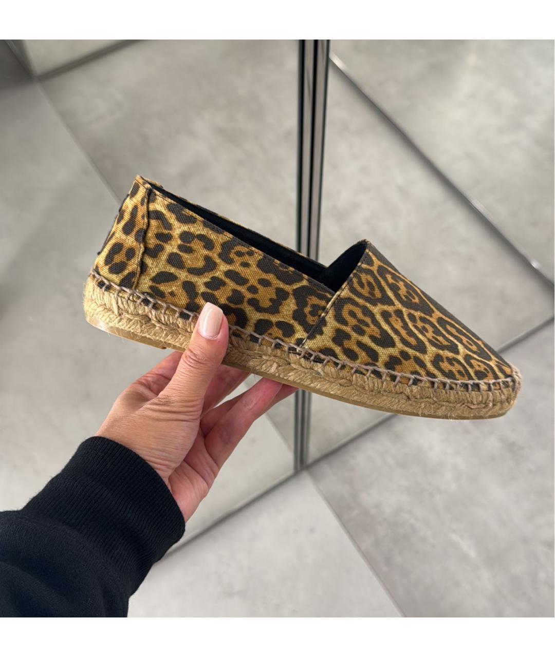 SAINT LAURENT Коричневые текстильные эспадрильи, фото 5