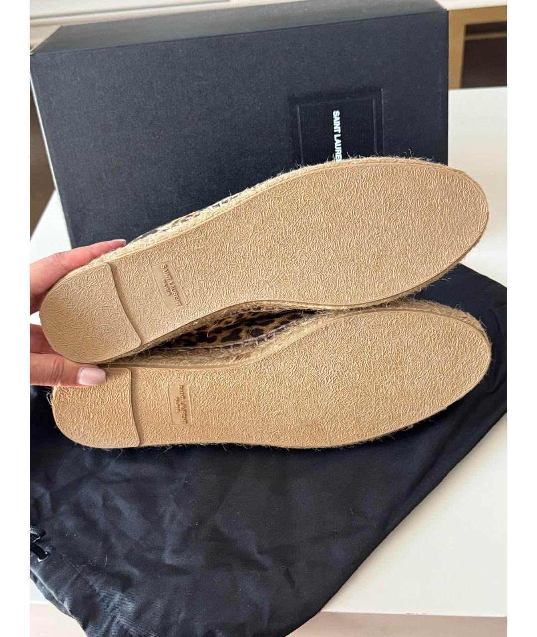 SAINT LAURENT Коричневые текстильные эспадрильи, фото 4