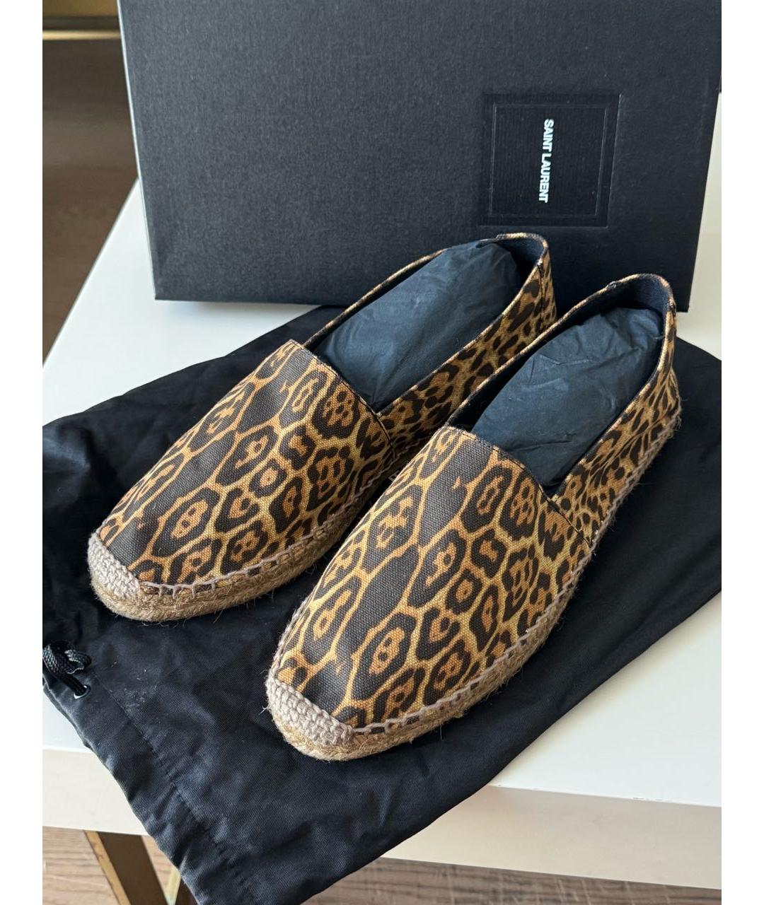 SAINT LAURENT Коричневые текстильные эспадрильи, фото 2