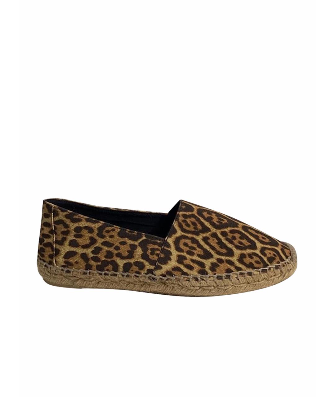 SAINT LAURENT Коричневые текстильные эспадрильи, фото 1