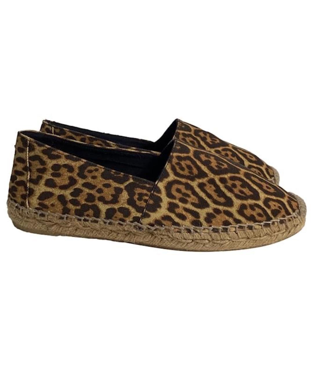 SAINT LAURENT Коричневые текстильные эспадрильи, фото 6