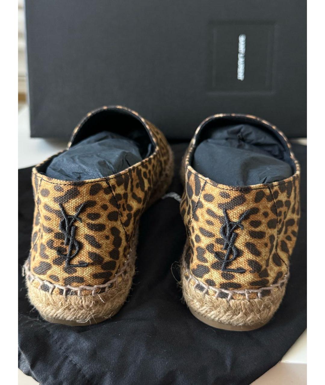 SAINT LAURENT Коричневые текстильные эспадрильи, фото 3