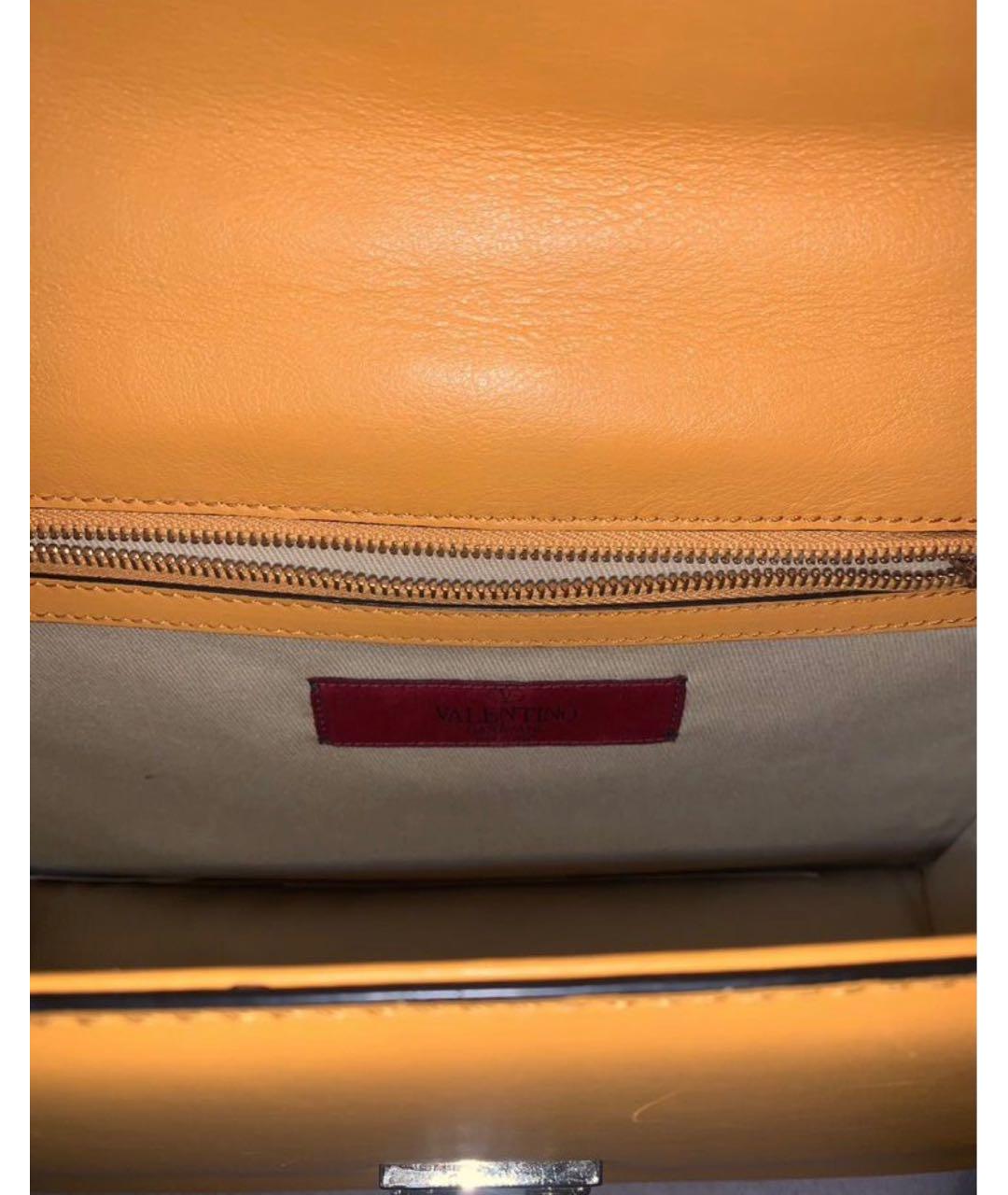 VALENTINO Желтая кожаная сумка через плечо, фото 4