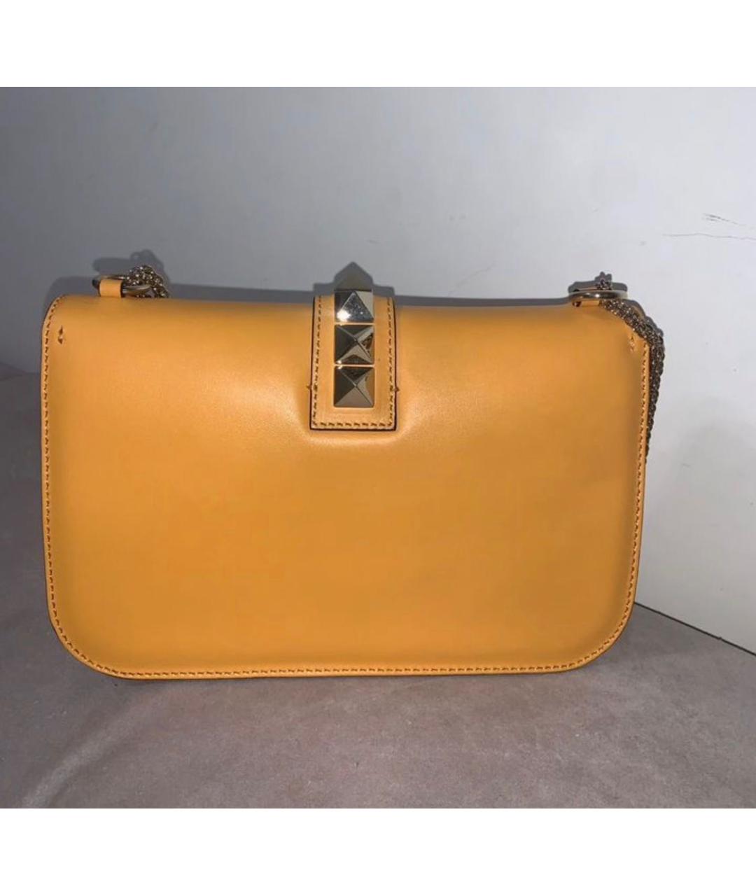 VALENTINO Желтая кожаная сумка через плечо, фото 3