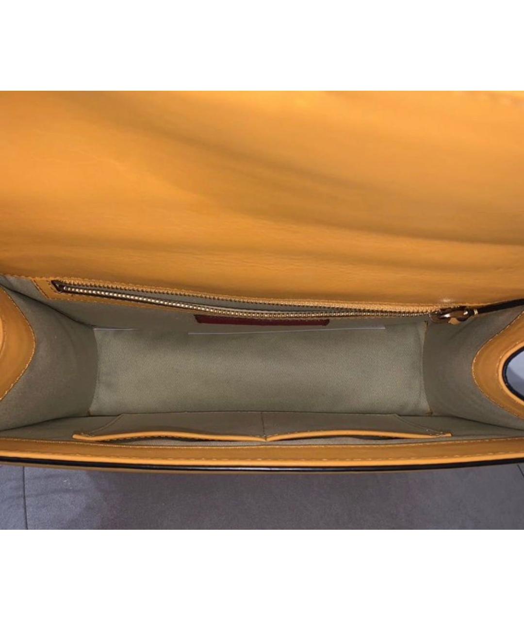 VALENTINO Желтая кожаная сумка через плечо, фото 5