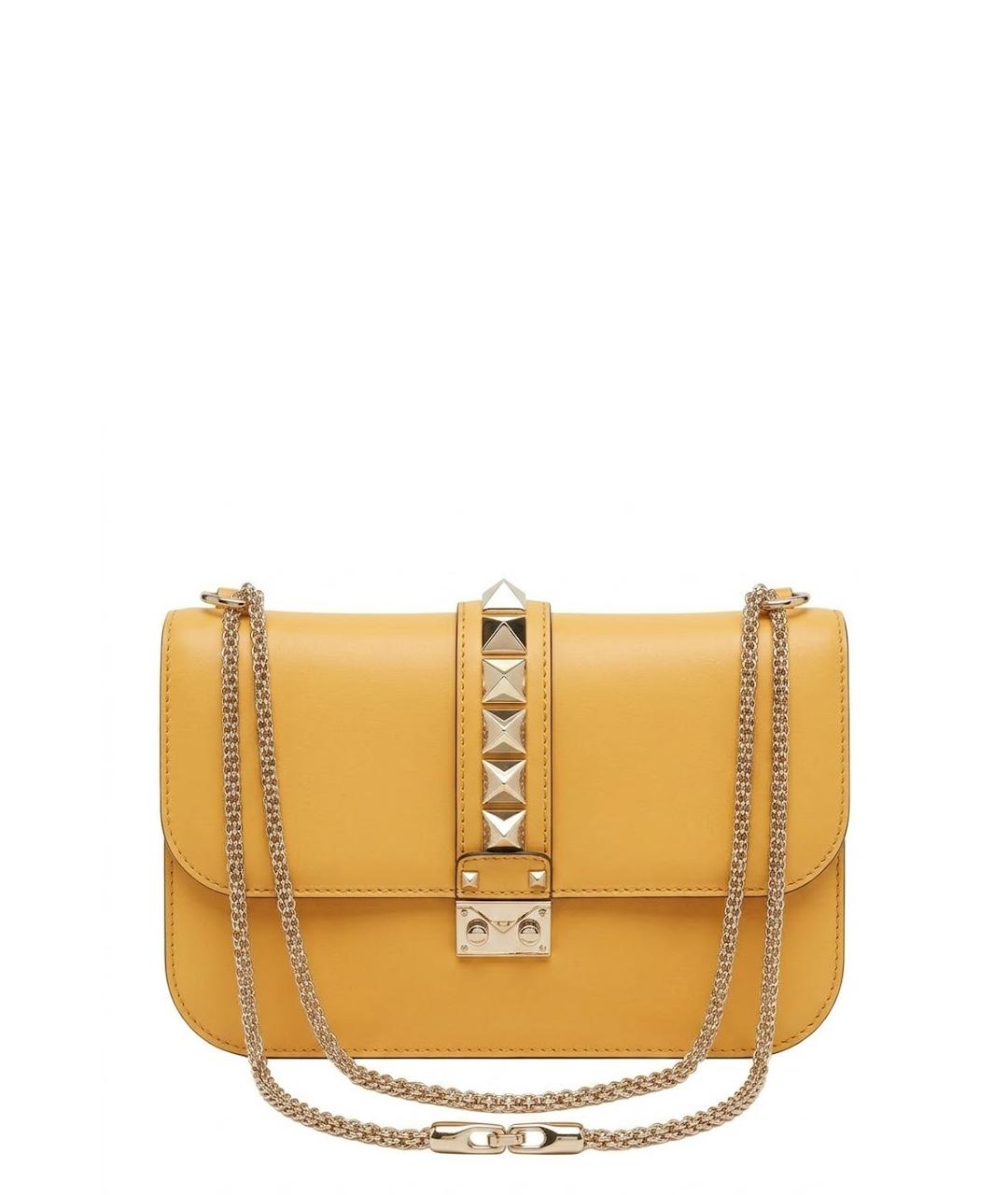 VALENTINO Желтая кожаная сумка через плечо, фото 1