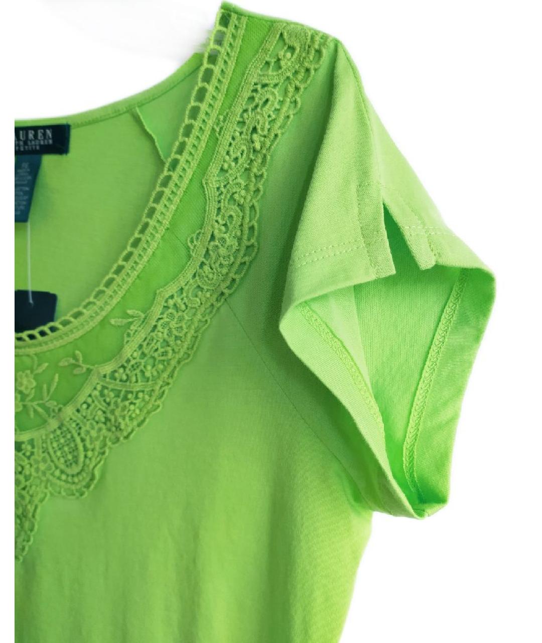 RALPH LAUREN Зеленая хлопковая футболка, фото 5