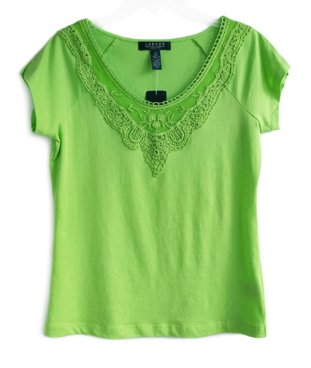 RALPH LAUREN Зеленая хлопковая футболка, фото 3