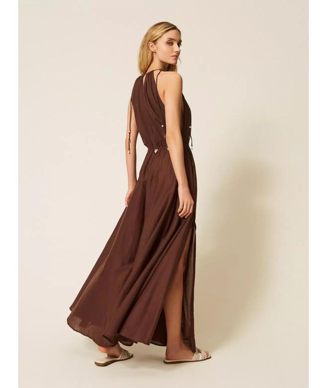 TWIN-SET Коричневое хлопковое платье, фото 4