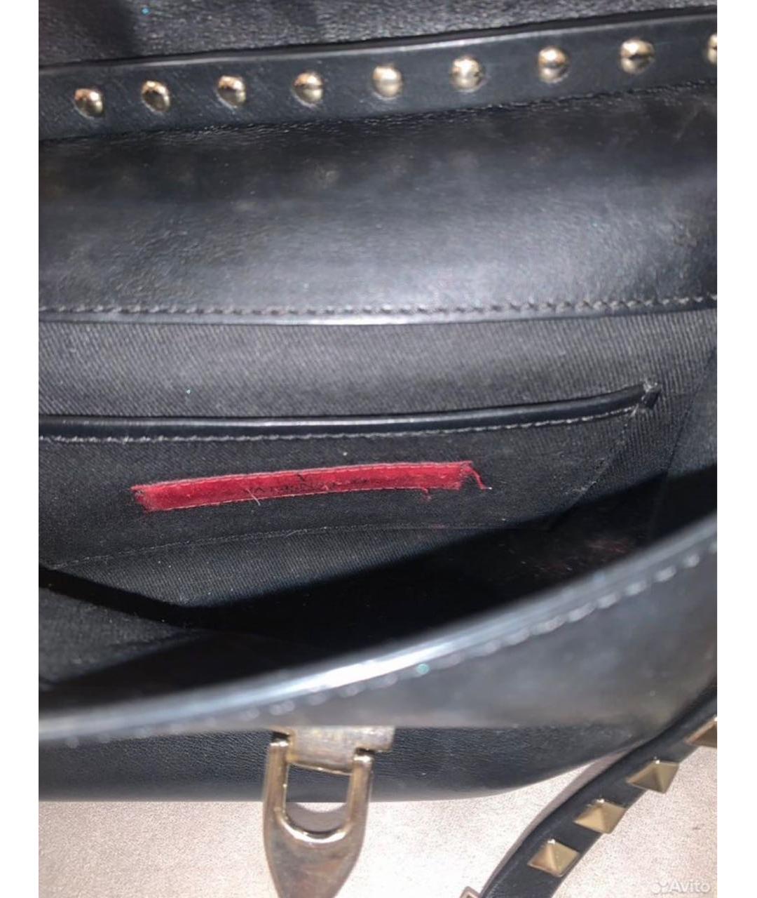 VALENTINO Черная кожаная сумка через плечо, фото 4