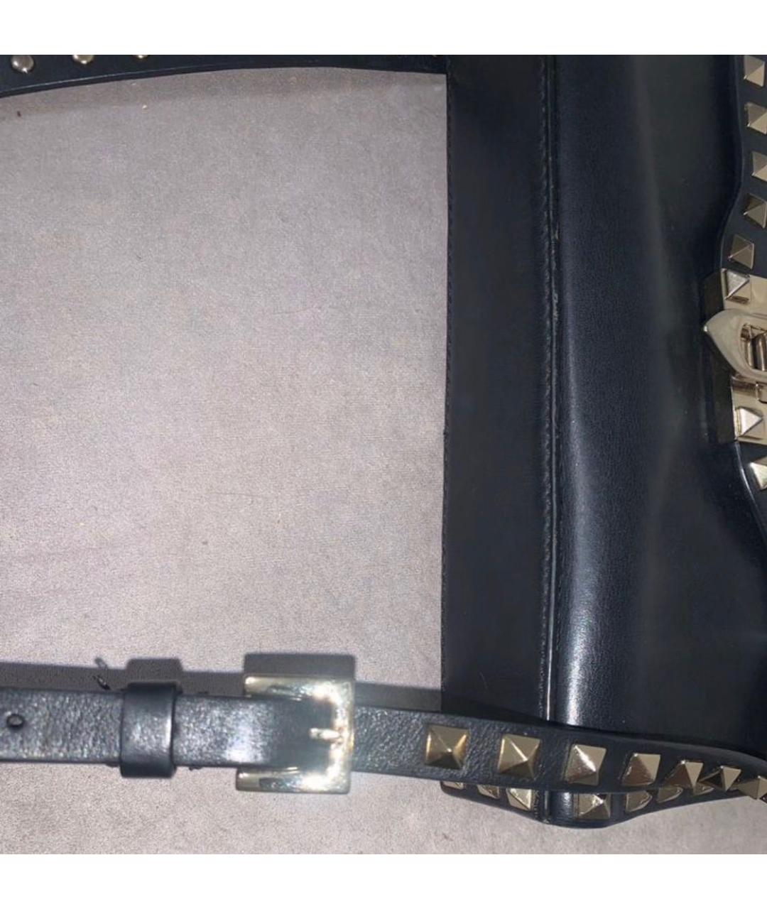 VALENTINO Черная кожаная сумка через плечо, фото 5