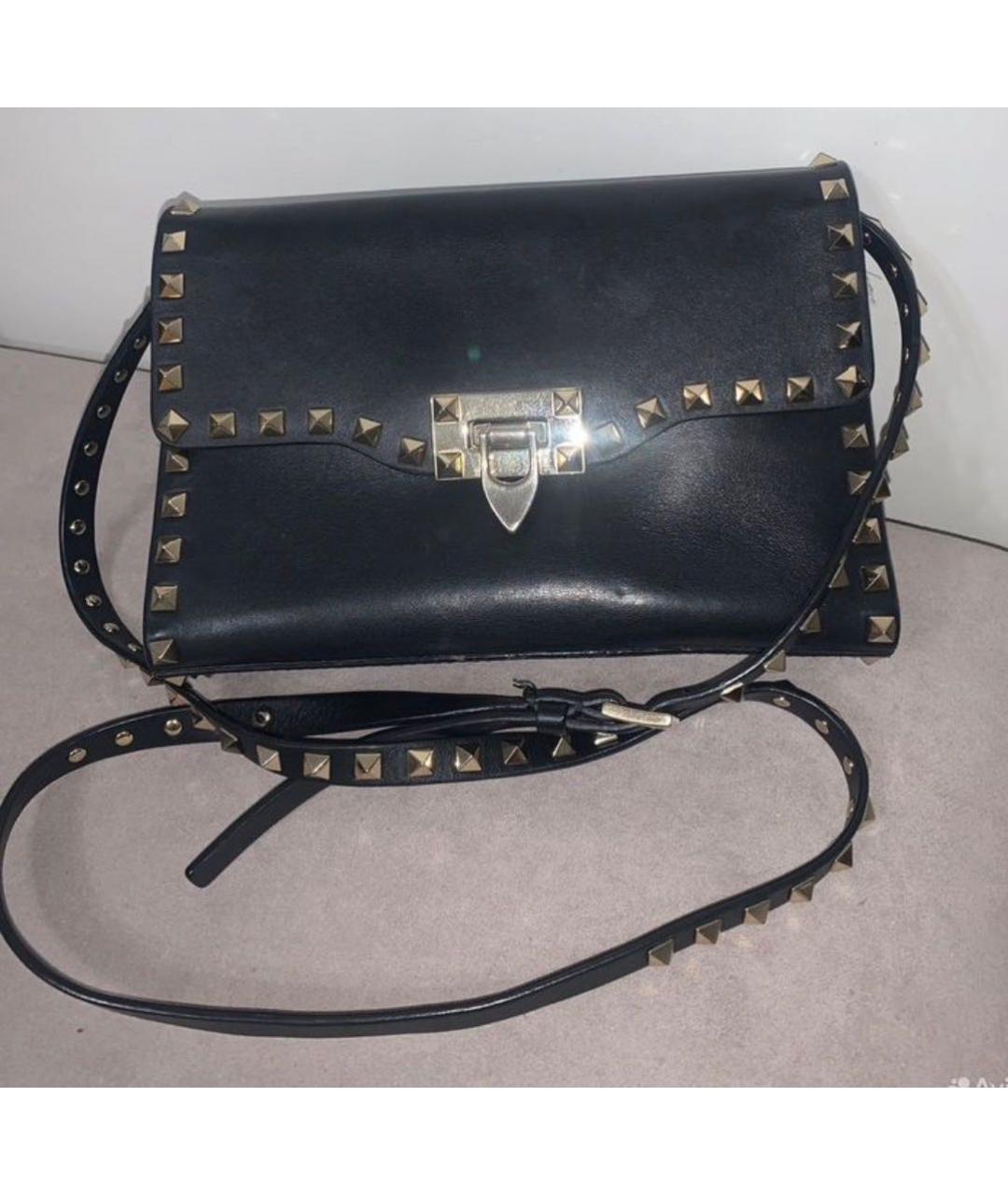 VALENTINO Черная кожаная сумка через плечо, фото 6