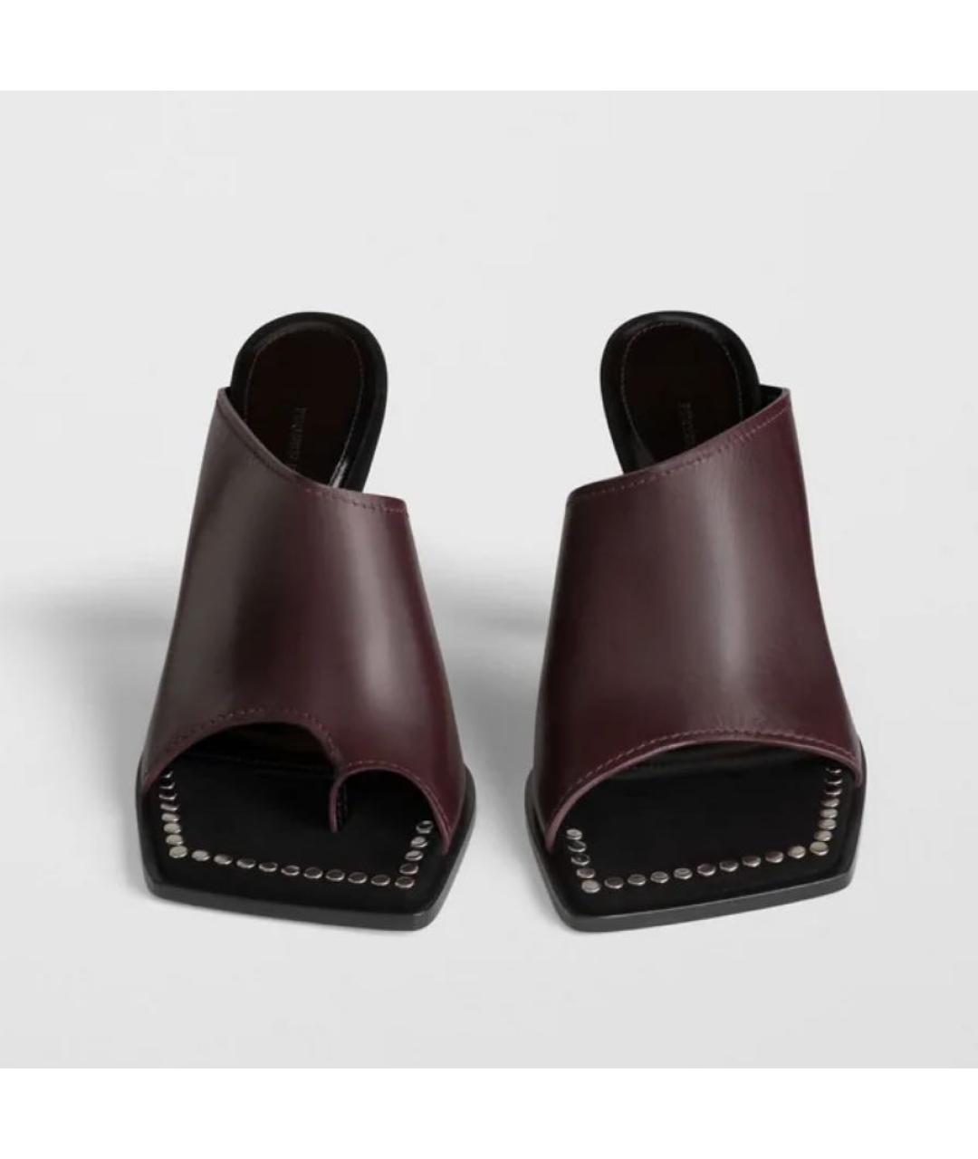 PHOEBE PHILO Бордовые кожаные мюли, фото 2