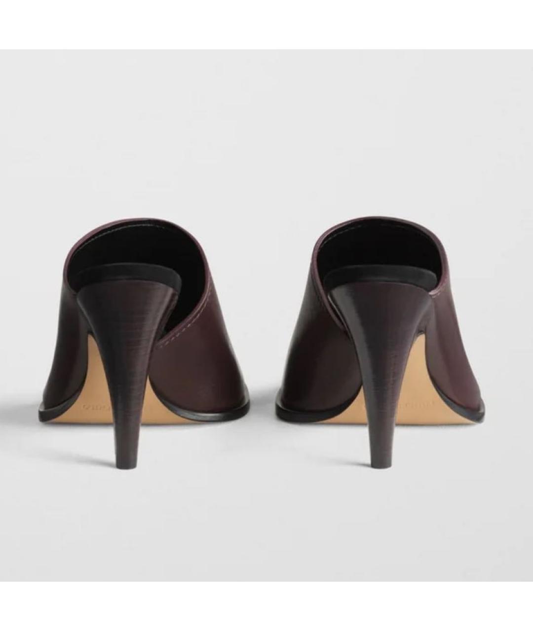 PHOEBE PHILO Бордовые кожаные мюли, фото 4