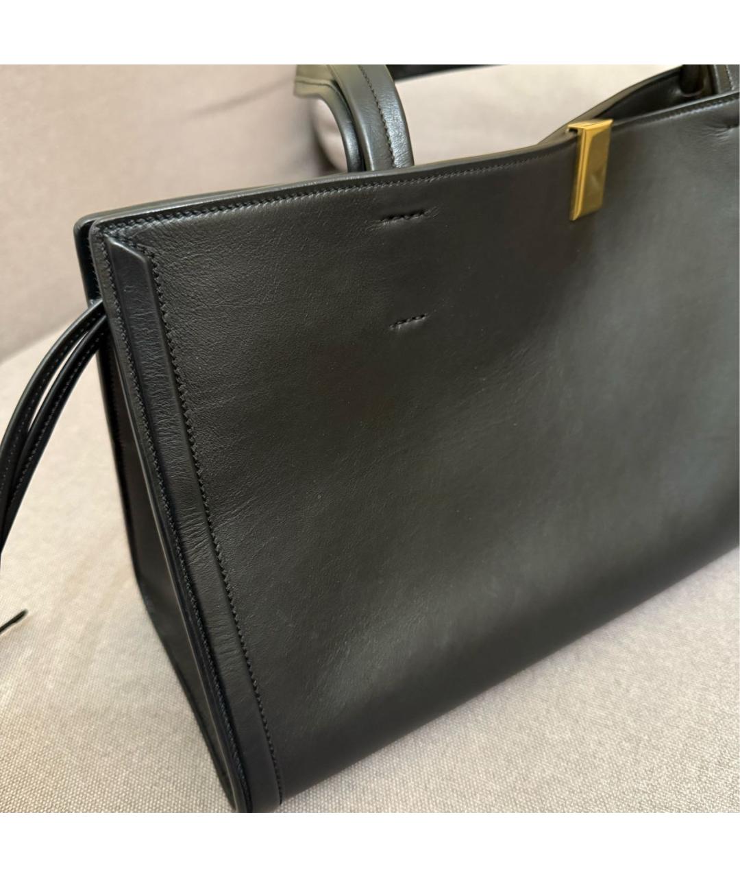 PHOEBE PHILO Черная кожаная сумка тоут, фото 2