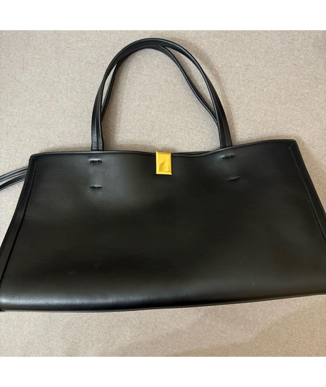 PHOEBE PHILO Черная кожаная сумка тоут, фото 8