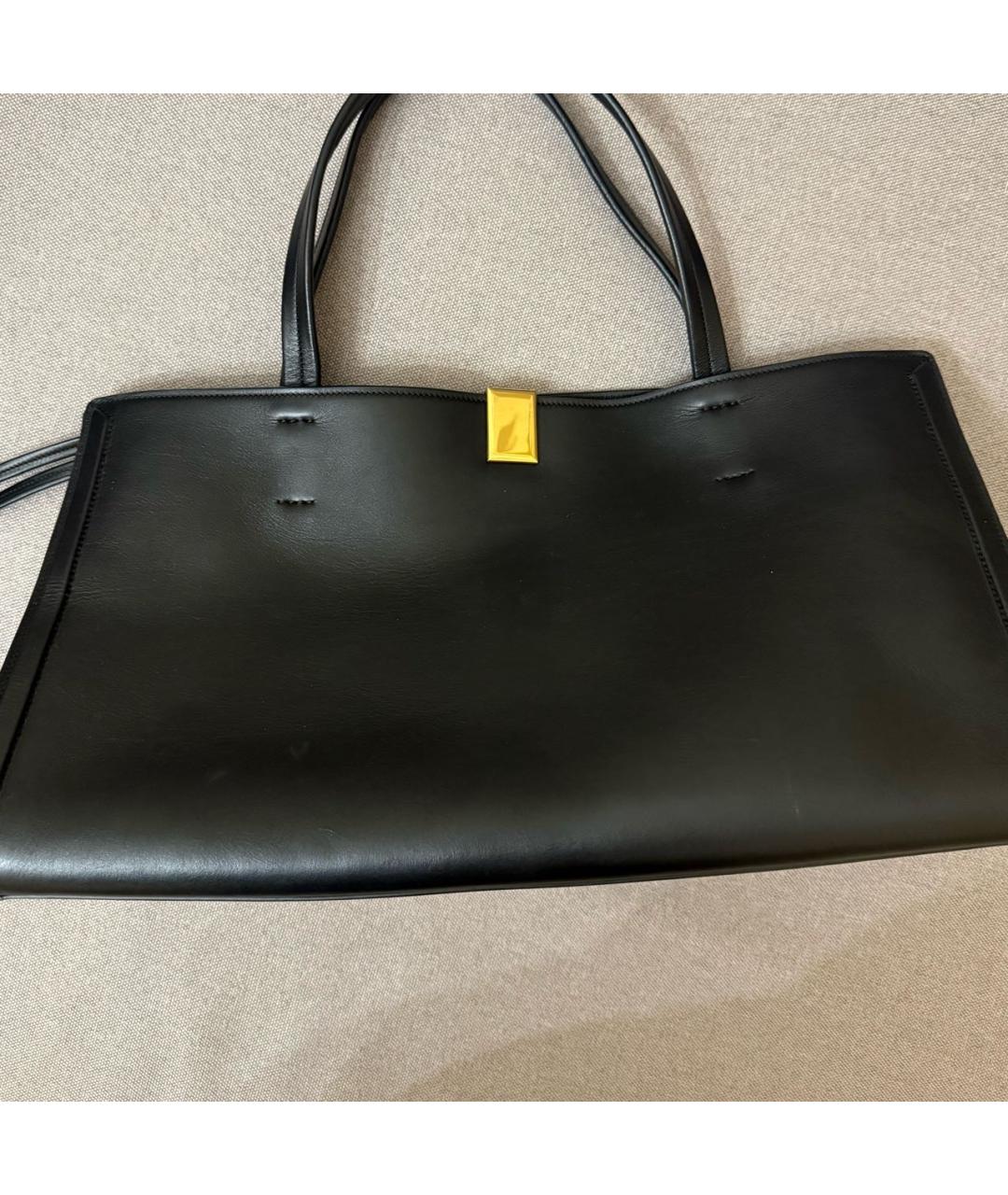 PHOEBE PHILO Черная кожаная сумка с короткими ручками, фото 9