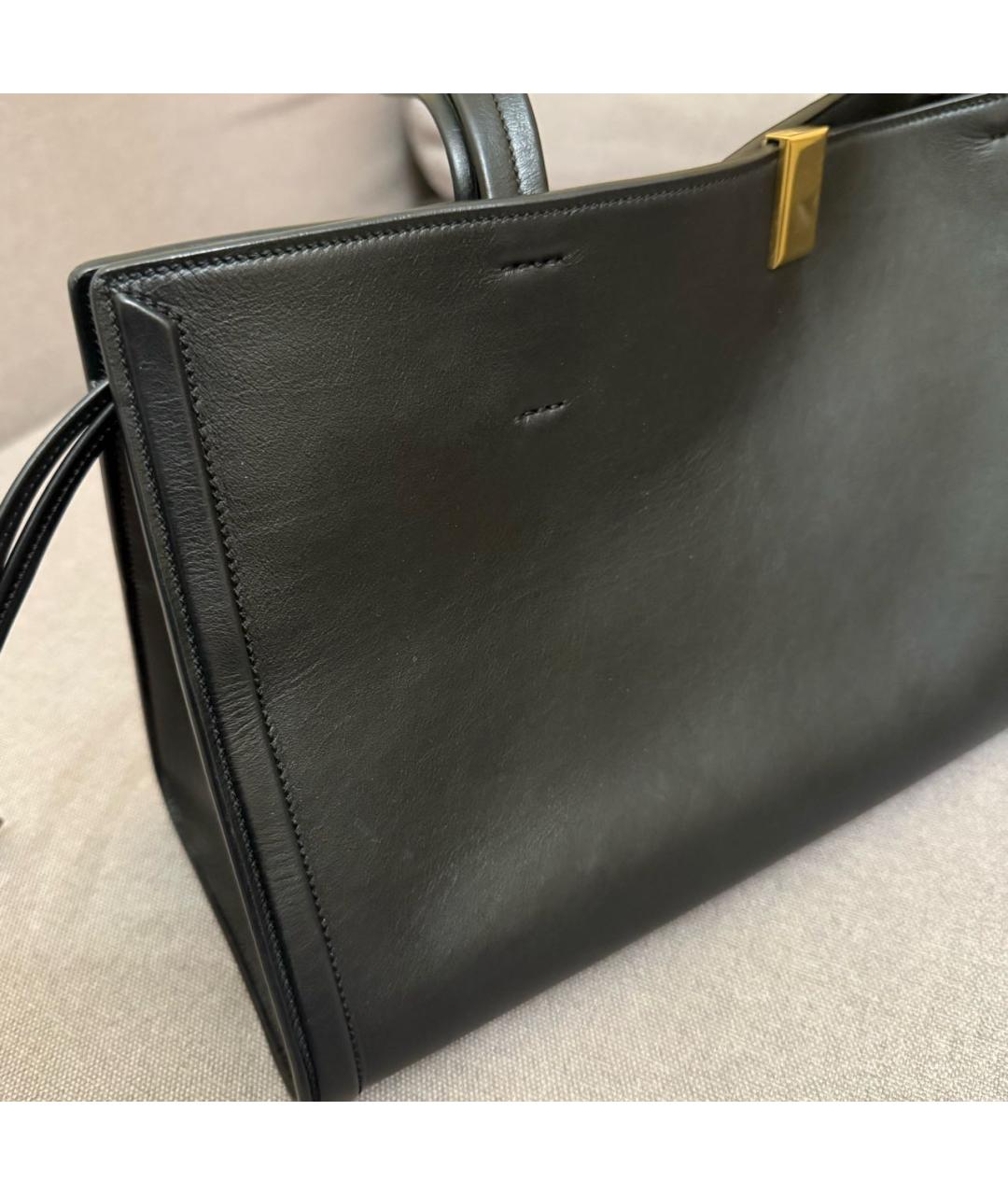 PHOEBE PHILO Черная кожаная сумка с короткими ручками, фото 2