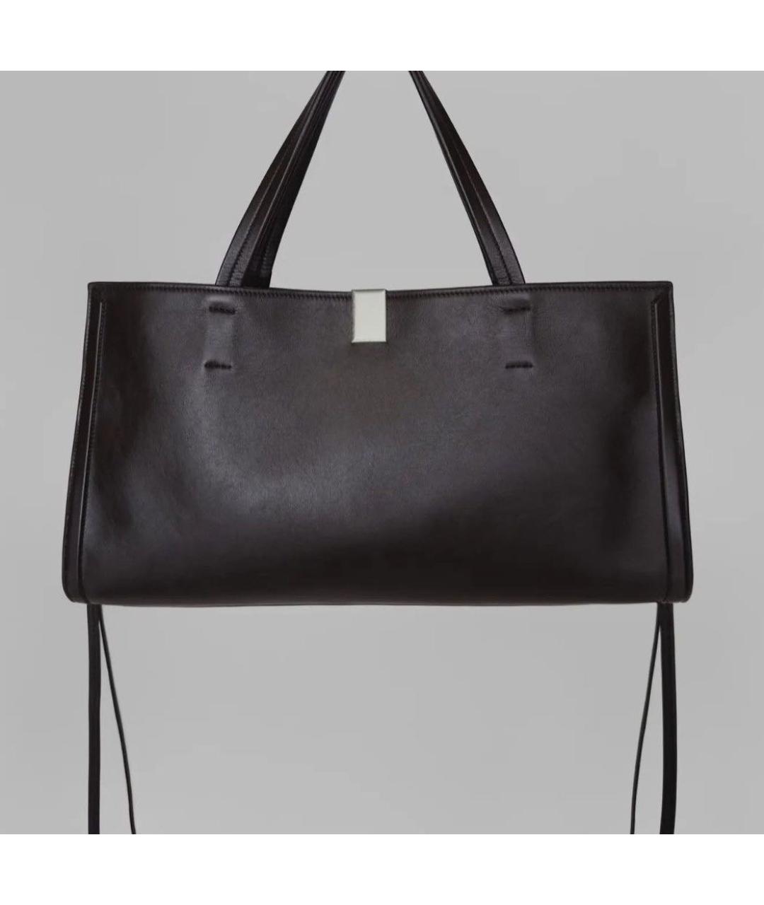 PHOEBE PHILO Черная кожаная сумка с короткими ручками, фото 7