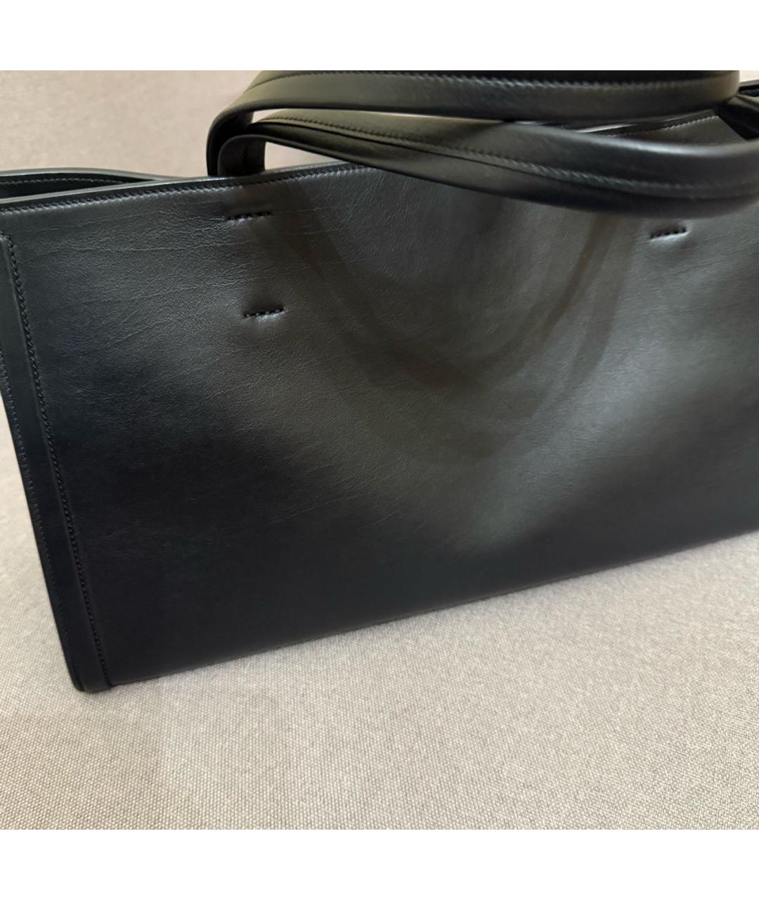 PHOEBE PHILO Черная кожаная сумка с короткими ручками, фото 3