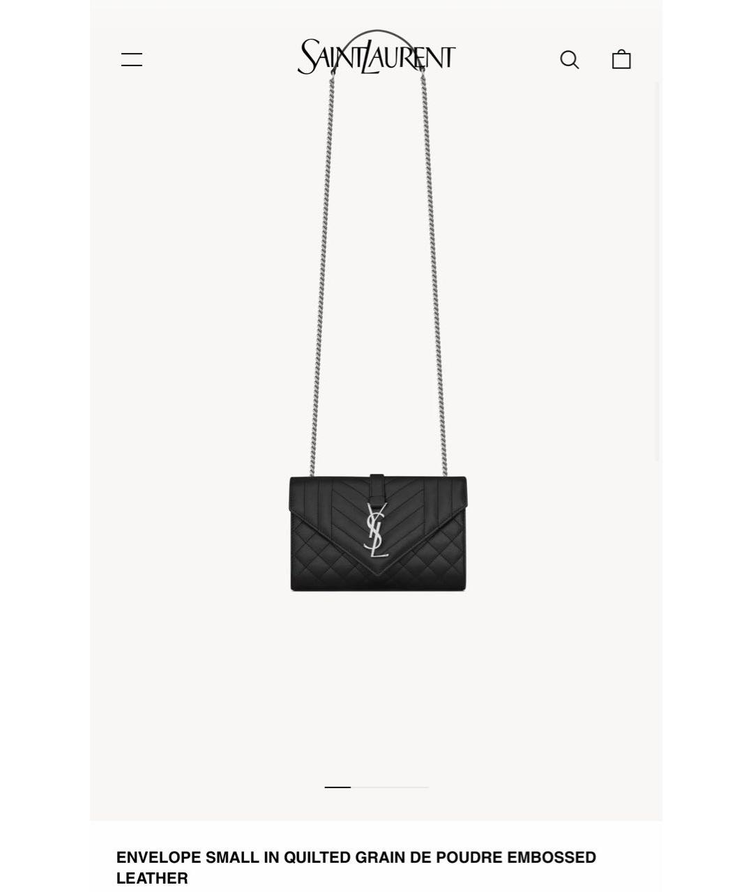 SAINT LAURENT Черная кожаная сумка через плечо, фото 2