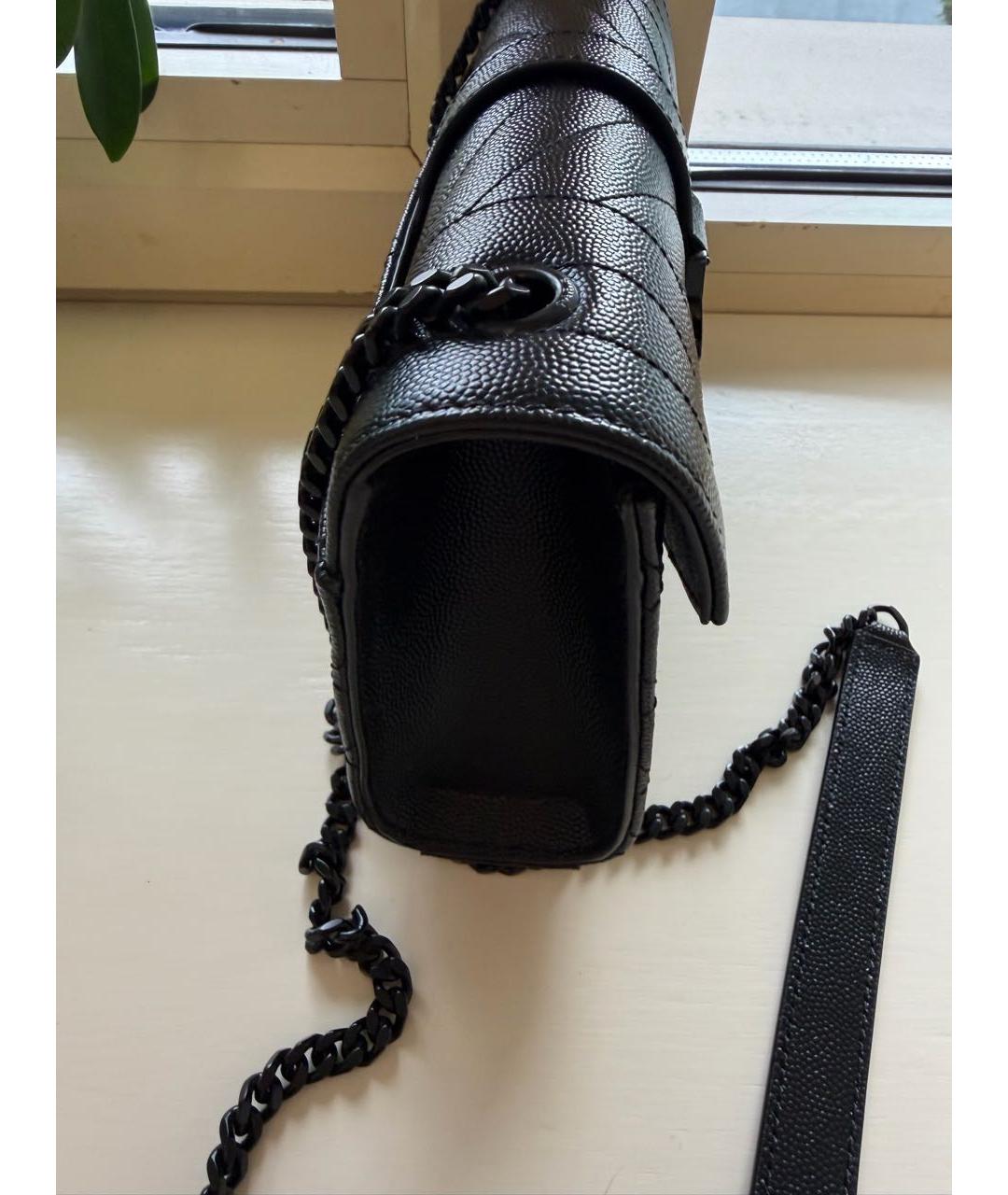 SAINT LAURENT Черная кожаная сумка через плечо, фото 5