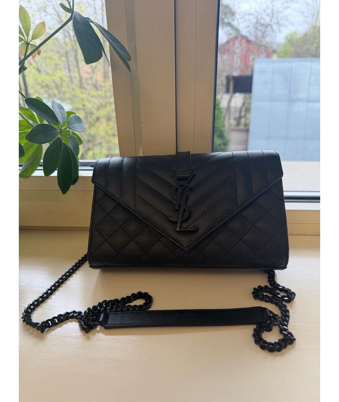 SAINT LAURENT Черная кожаная сумка через плечо, фото 4