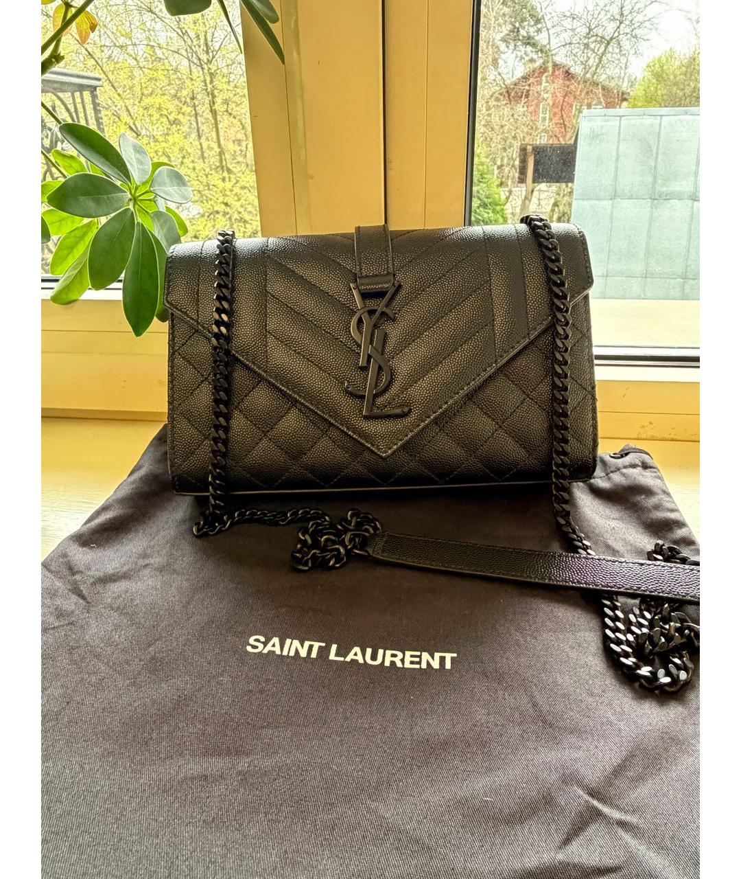 SAINT LAURENT Черная кожаная сумка через плечо, фото 7