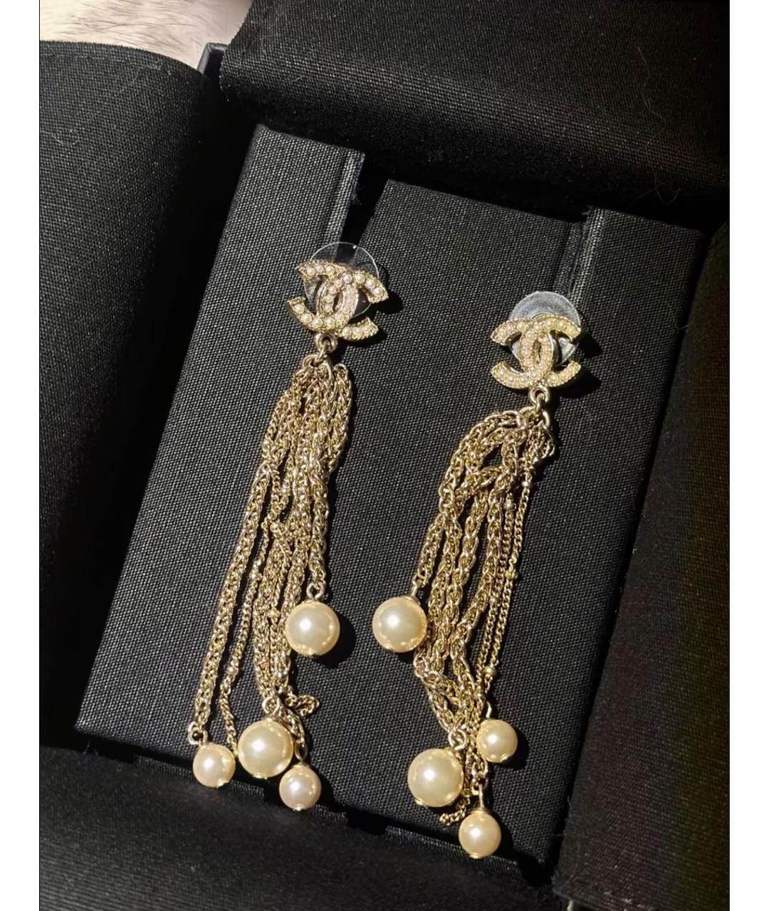 CHANEL Золотые металлические серьги, фото 2
