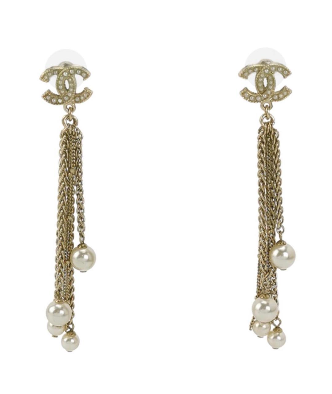 CHANEL Золотые металлические серьги, фото 1