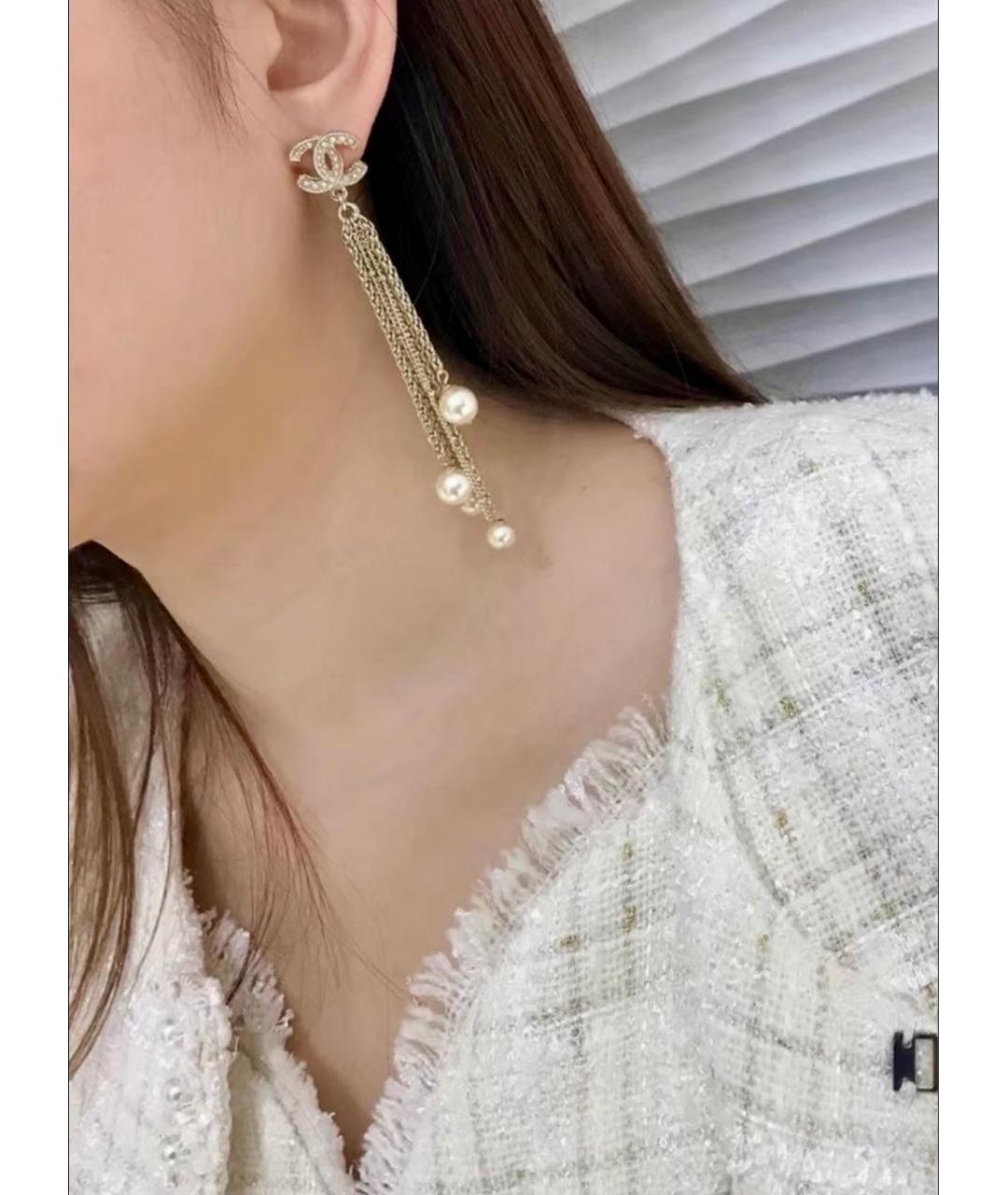 CHANEL Золотые металлические серьги, фото 4