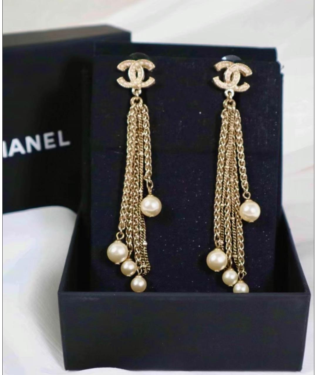 CHANEL Золотые металлические серьги, фото 3