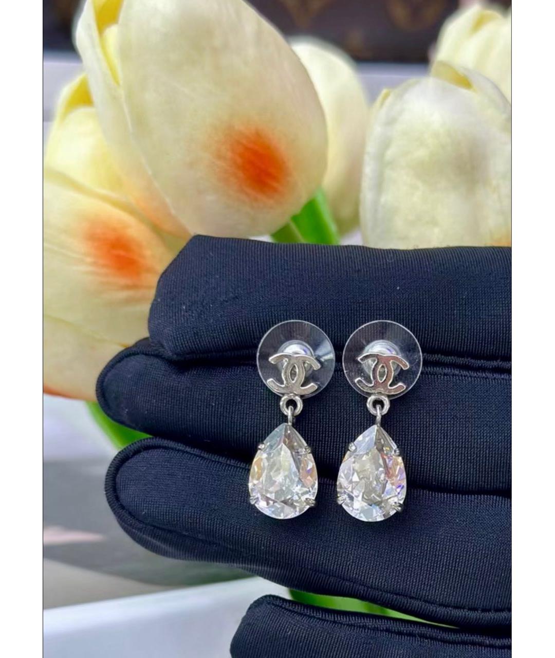 CHANEL Серебряные металлические серьги, фото 2