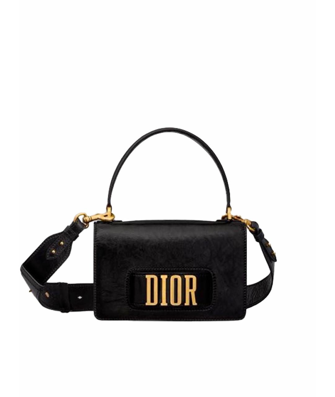 CHRISTIAN DIOR Черная кожаная сумка через плечо, фото 1