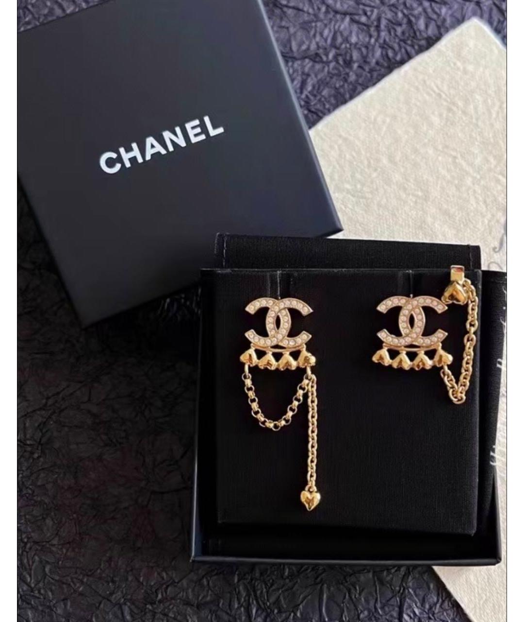 CHANEL Золотые металлические серьги, фото 4