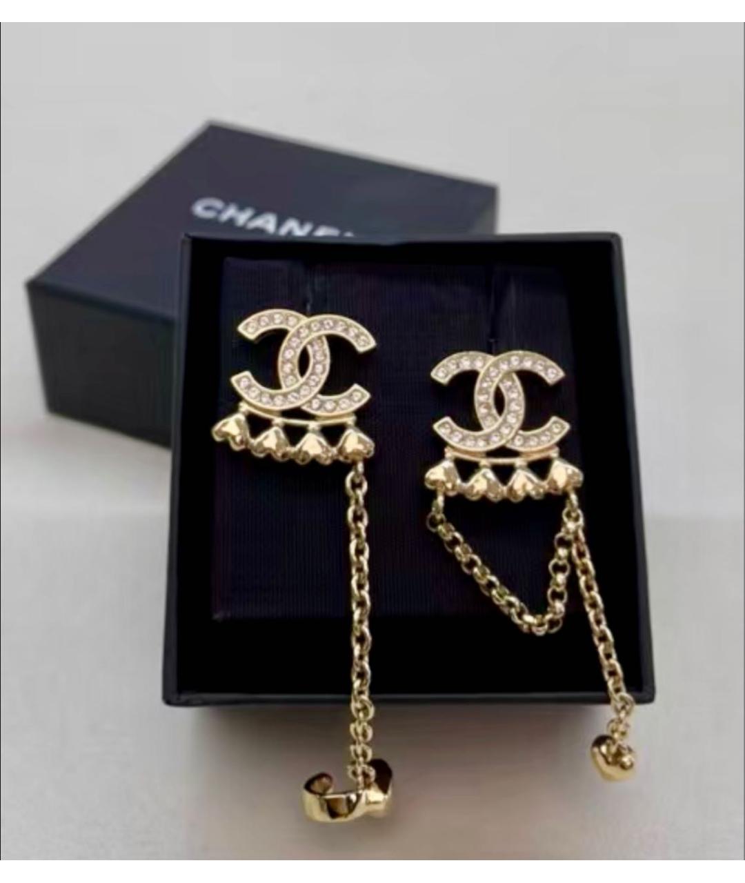 CHANEL Золотые металлические серьги, фото 2