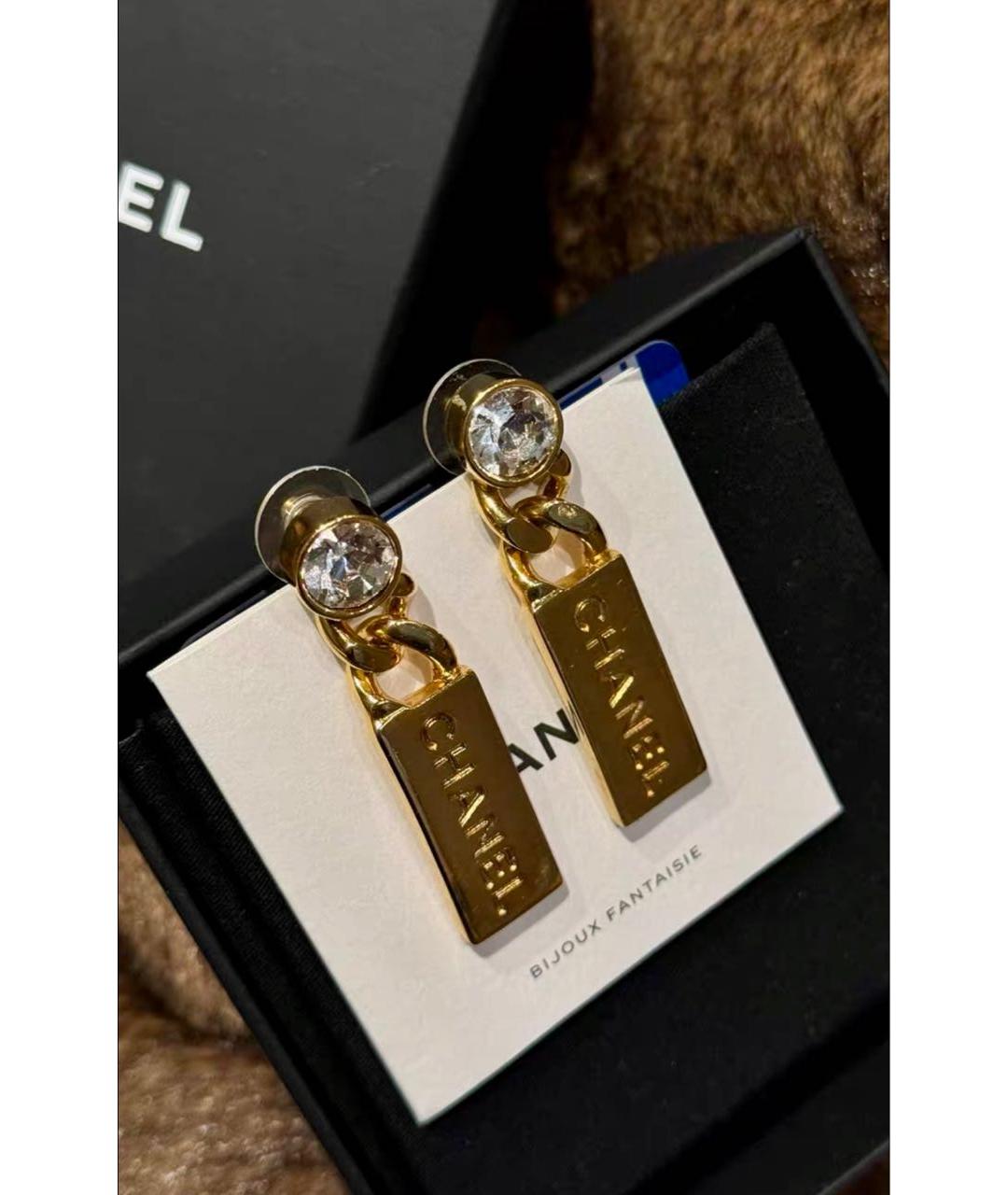 CHANEL Золотые металлические серьги, фото 3