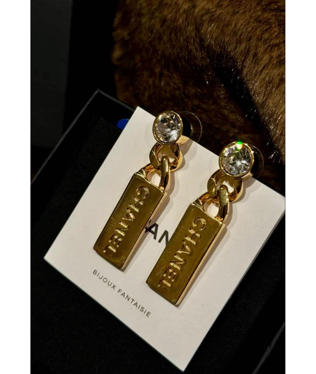 CHANEL Золотые металлические серьги, фото 2