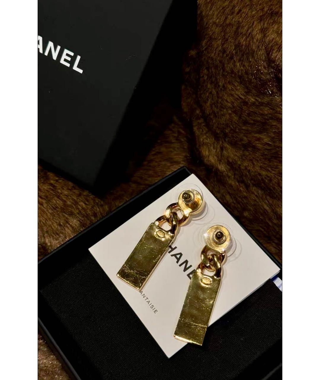 CHANEL Золотые металлические серьги, фото 4