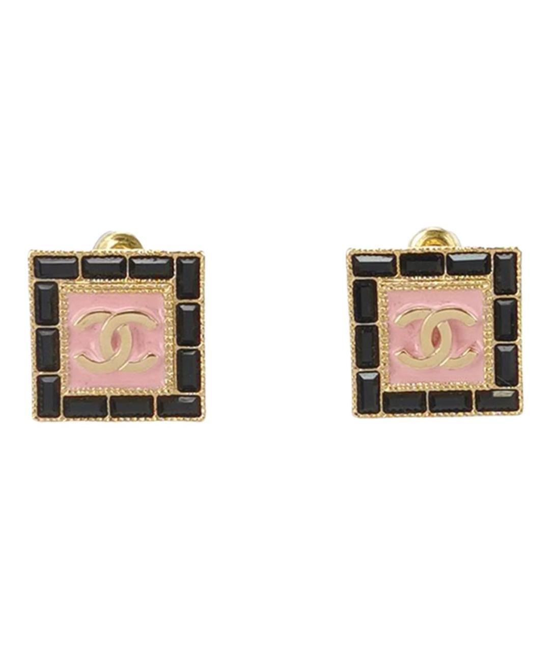 CHANEL Розовые металлические серьги, фото 1