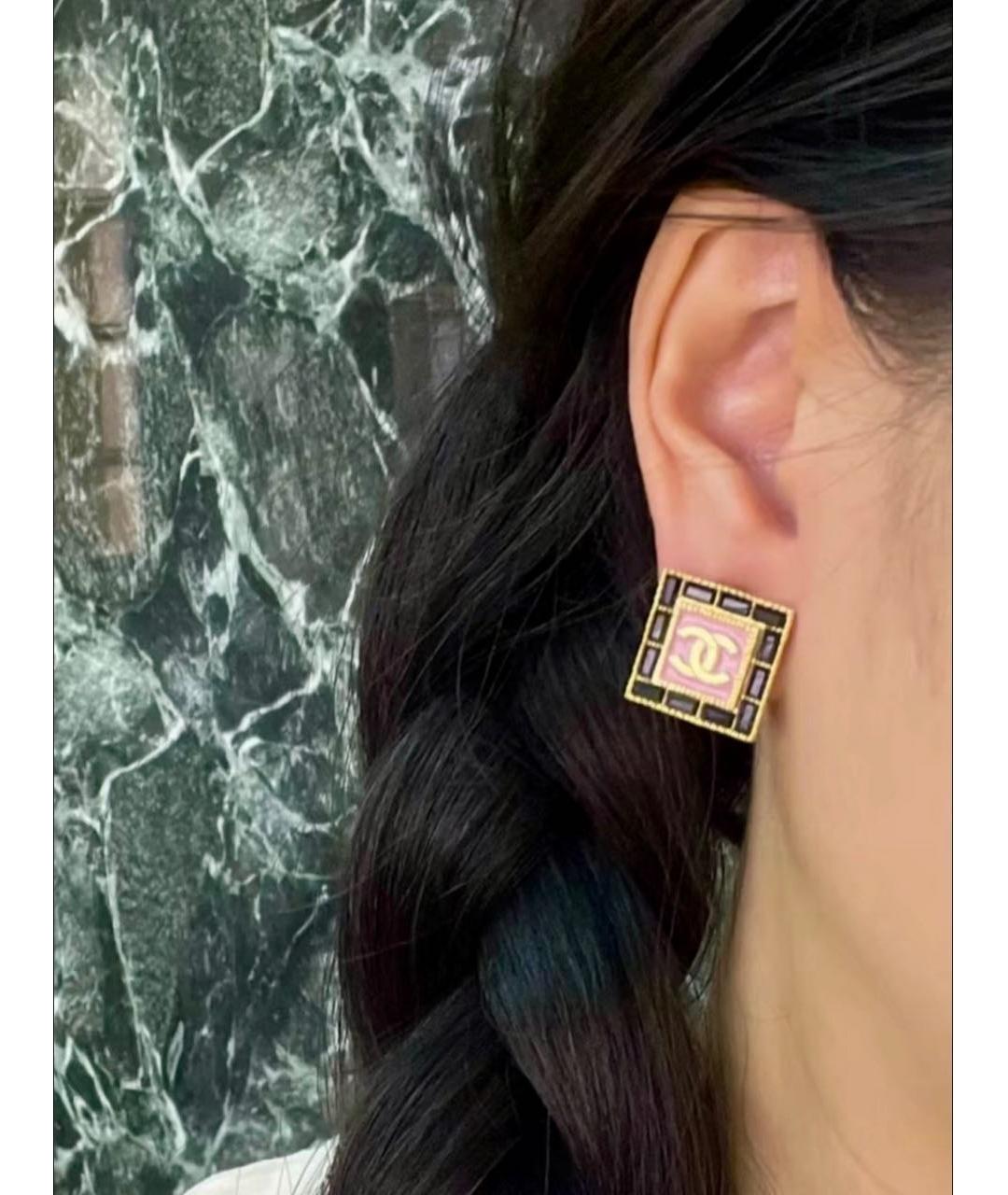 CHANEL Розовые металлические серьги, фото 3