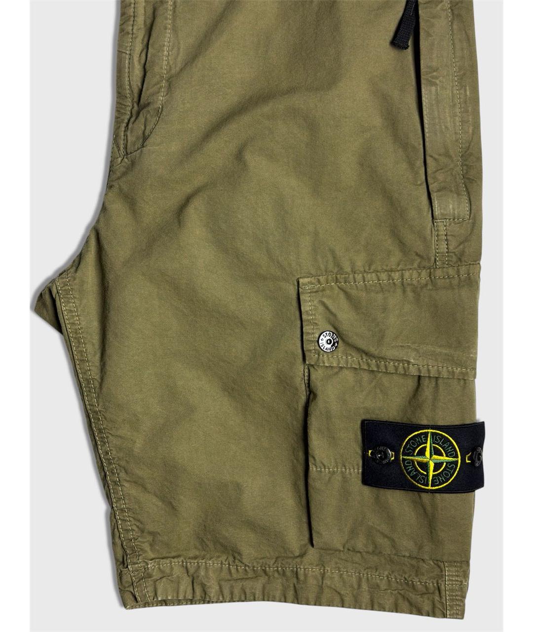 STONE ISLAND Хаки хлопковые шорты, фото 4