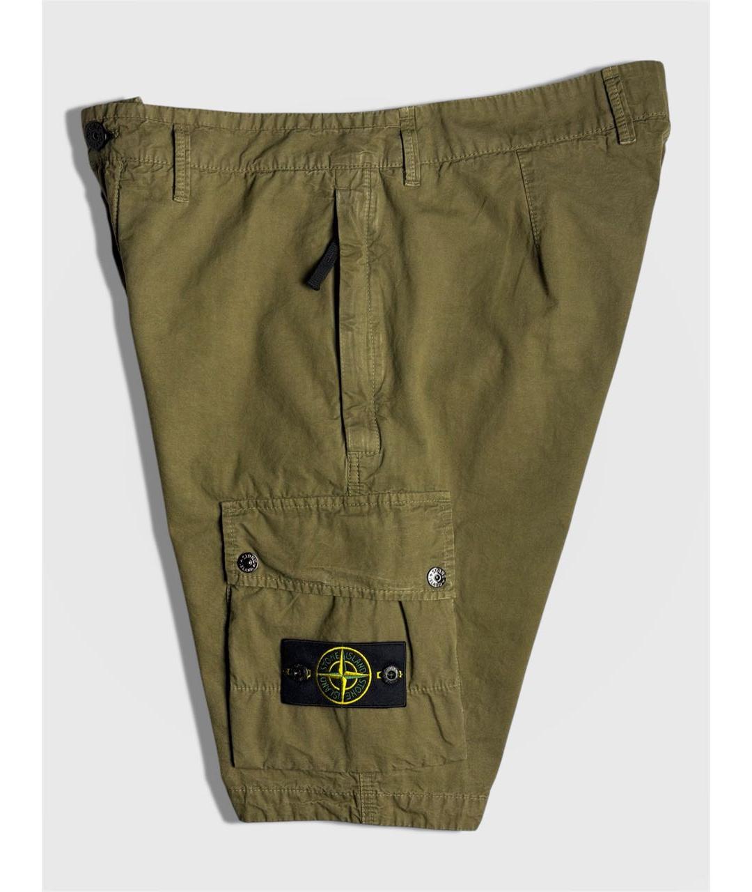 STONE ISLAND Хаки хлопковые шорты, фото 5
