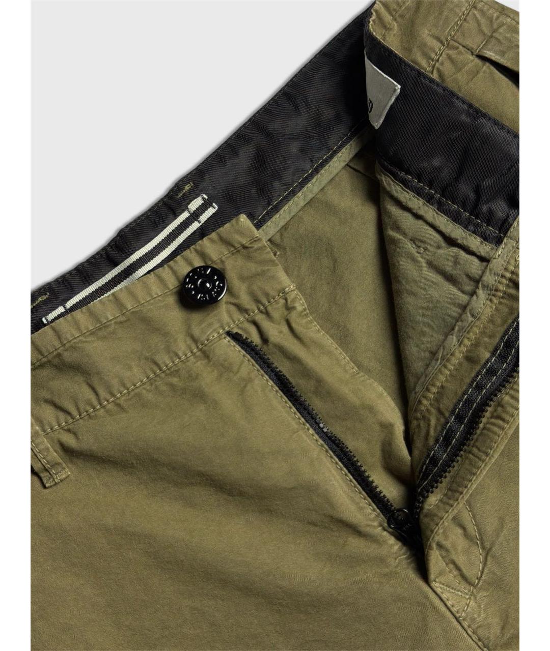 STONE ISLAND Хаки хлопковые шорты, фото 3