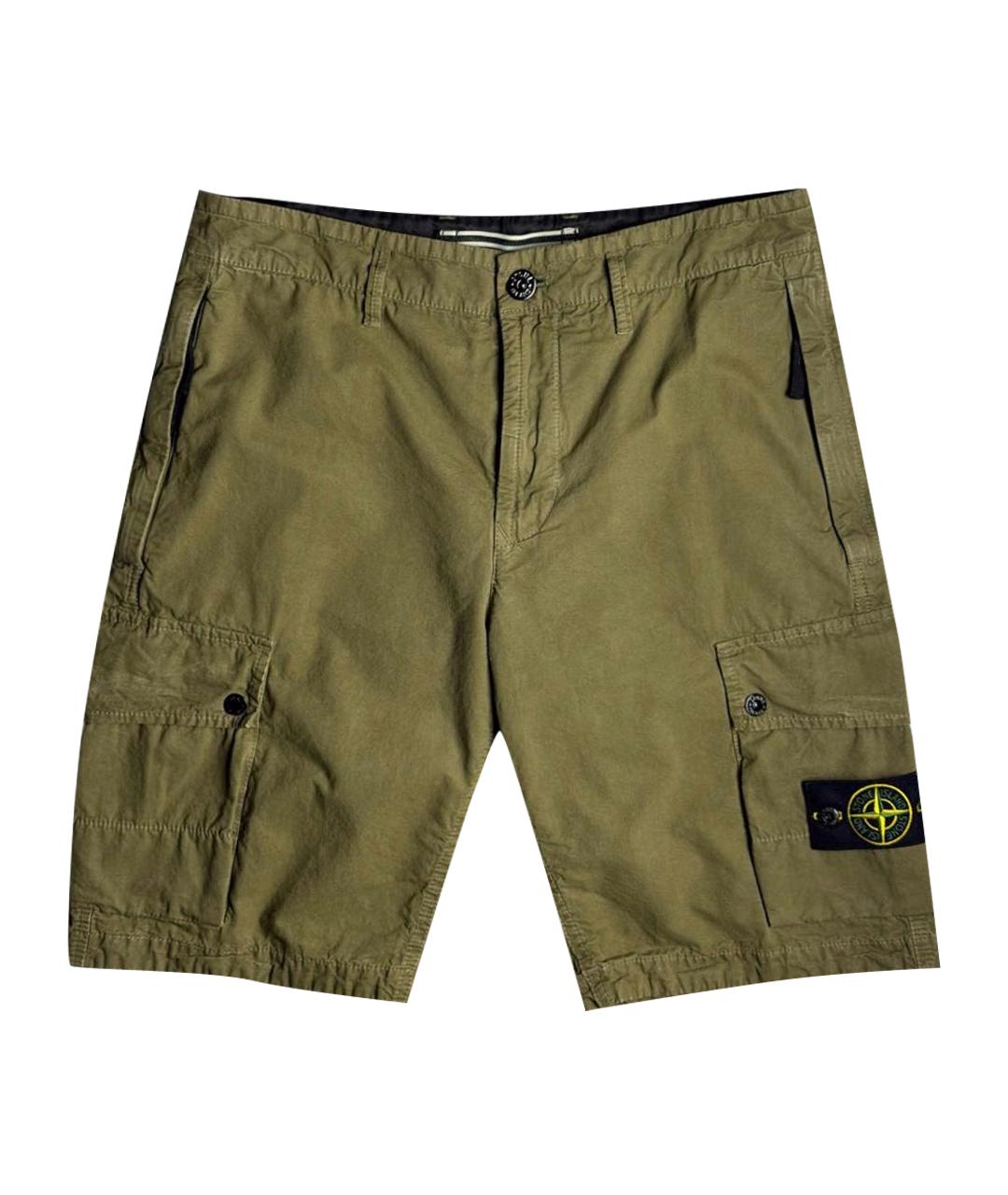 STONE ISLAND Хаки хлопковые шорты, фото 1