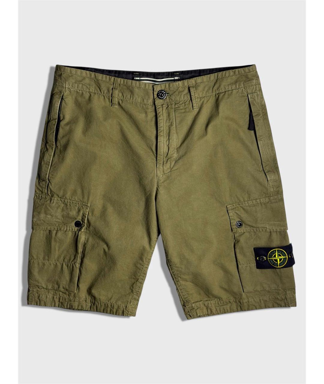 STONE ISLAND Хаки хлопковые шорты, фото 6