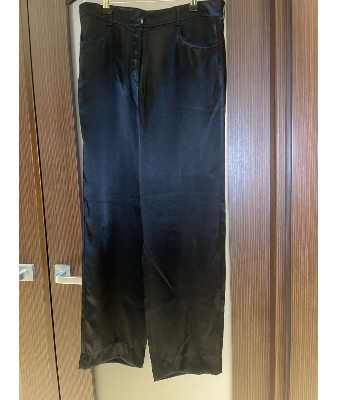 GIORGIO ARMANI Черные атласные брюки широкие, фото 5
